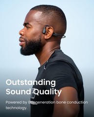 SHOKZ OpenRun Bone Conduction Open-Ear Standard Size+Magnetic Charging, Black