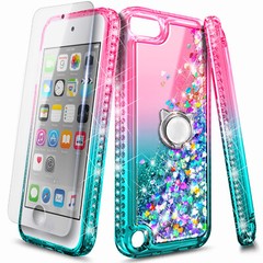 For iPod Touch 5th 6th 7th Case Glitter Ring Holder + Lanyard & Screen Protector
