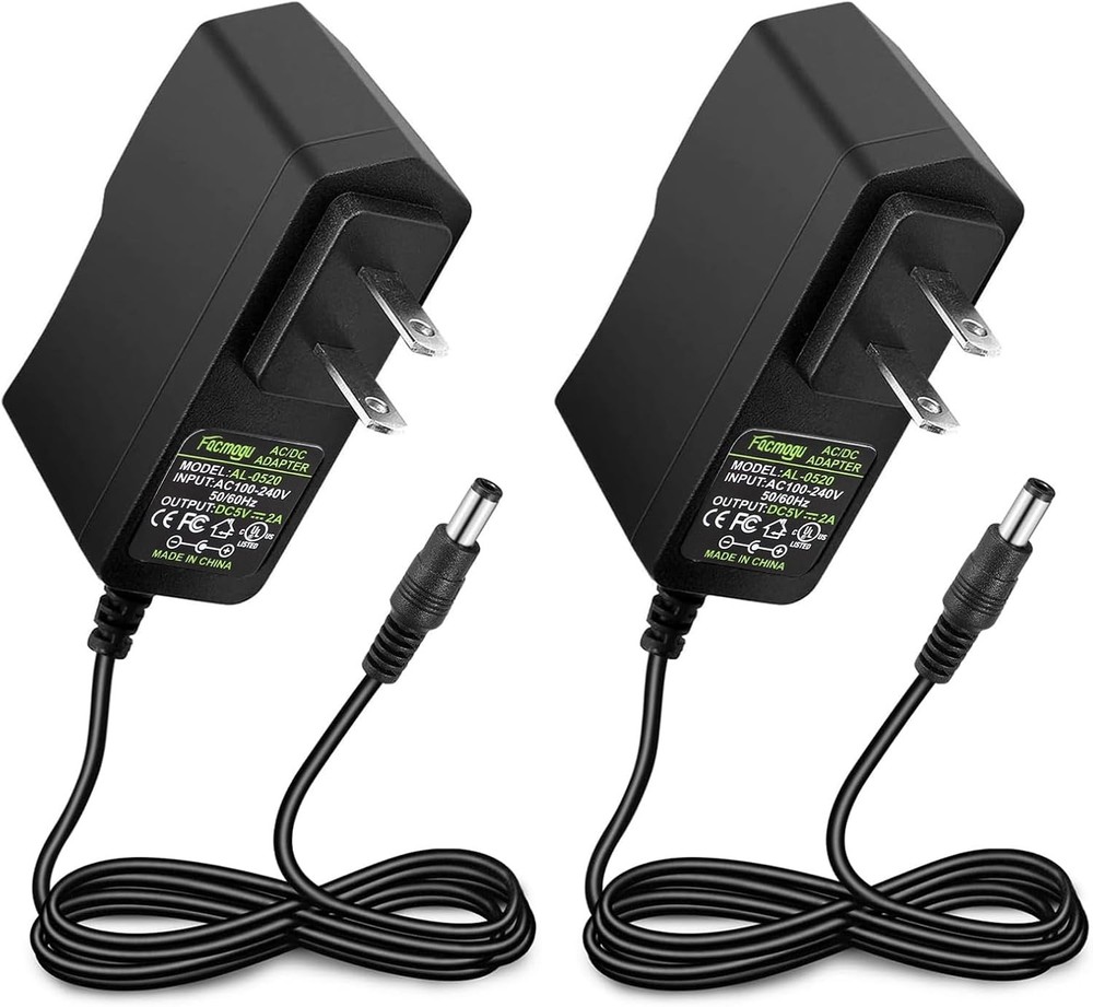 Facmogu 2Pack 5V 2A Power Adapter 10W 5.5×2.5mm Fit 5.5×2.1mm Socket