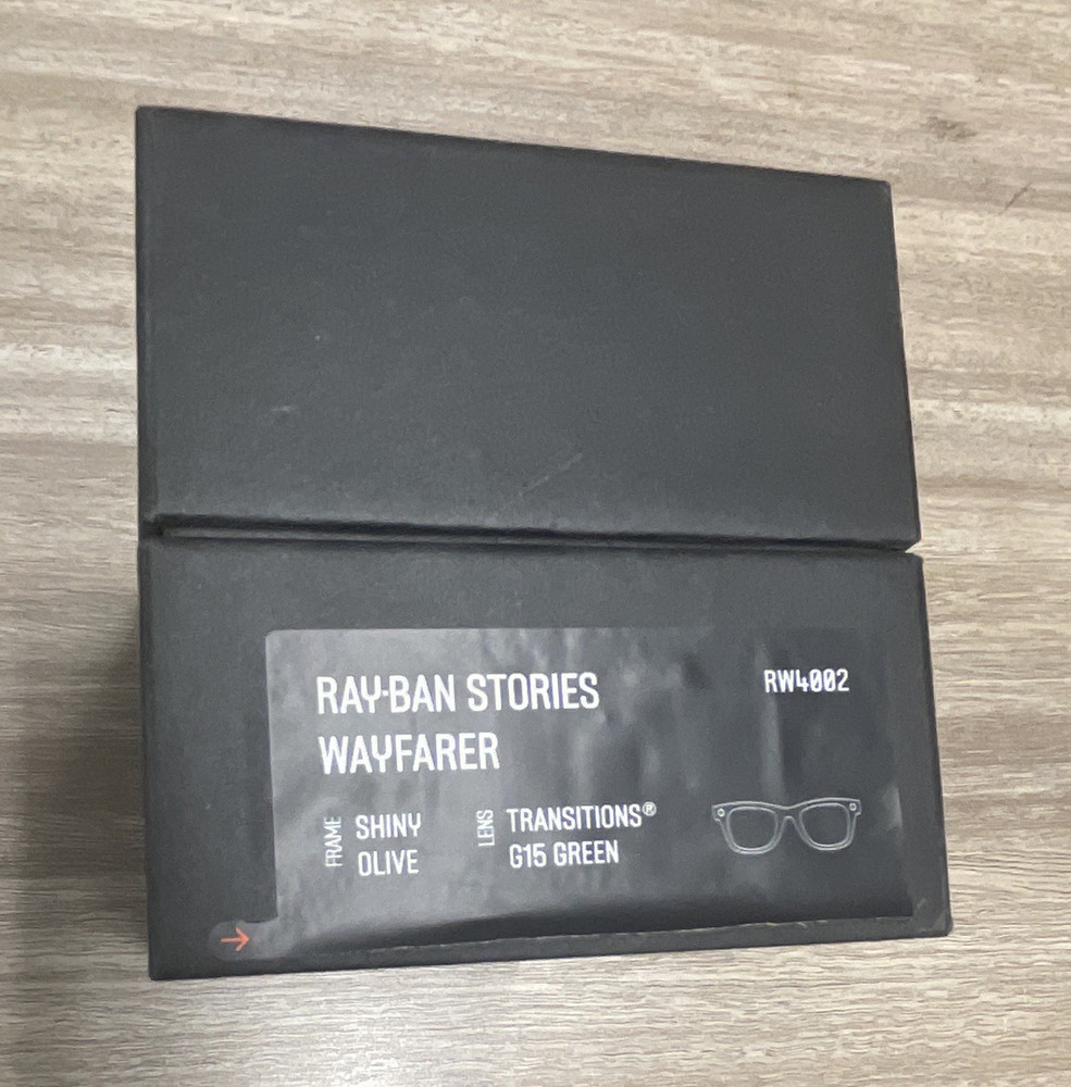 Ray-Ban Stories Wayfarer RW4002 Smart Glasses, Shiny Olive, Bluetooth