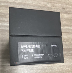 Ray-Ban Stories Wayfarer RW4002 Smart Glasses, Shiny Olive, Bluetooth