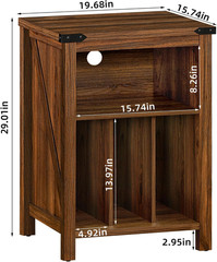 Rustic Brown Record Player Stand with Vinyl Storage for 160 Albums