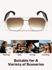 AI Smart Glasses for Men&Women Bluetooth Sunglasses Open-Ear Speaker Translation