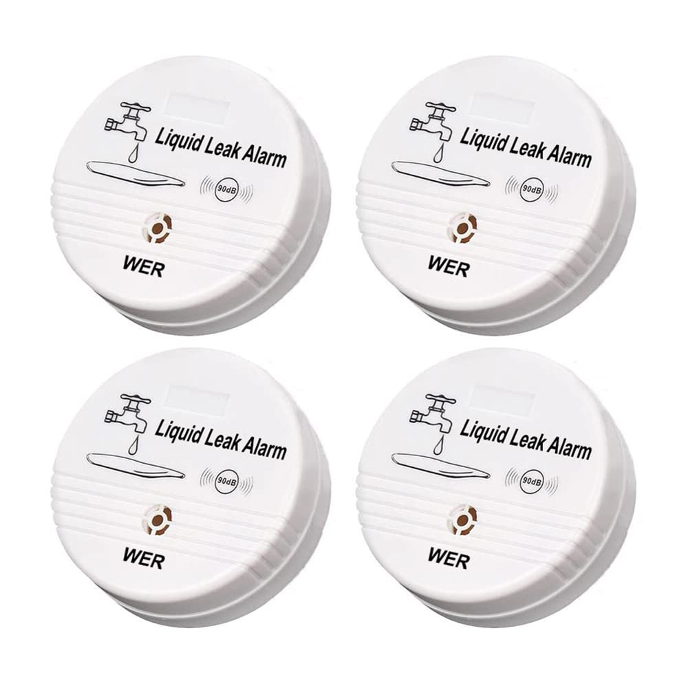 WER Water Leak Alarm Sensor, Battery Operated Leak Alert, 90dB Water Detector…