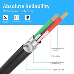 100FT RCA Composite AV Cable 3RCA to 3RCA, Gold Plated, for TV, DVD, Speaker, Am