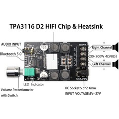 50W+50W Bluetooth 5.0 Amplifier Board,100w Audio Amp Board Dual Channel DC8-2…