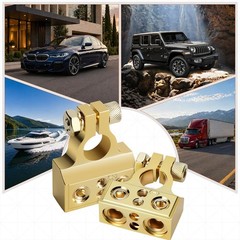 2 Pack Car Battery Terminal Connectors, 0/4/8/10 AWG, Gold, Car Cable Ends