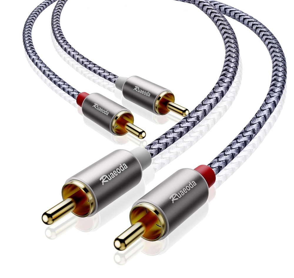 2RCA Cable Stereo Audio Cables Shielded Amplifiers HDTV for Home, Car, 6 Ft
