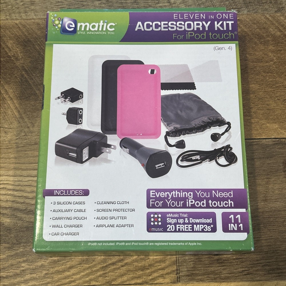Ematic 11-in-1 Premium Accessory Kit for iPod Touch Portable Speaker Car Charger