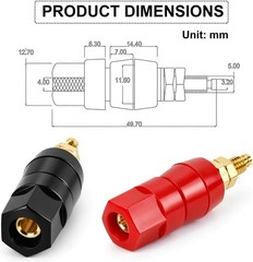 10Pcs M5 x 50mm Speaker Binding Posts – Red & Black Insulated Terminals