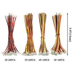 60Pcs JST PH 2.0mm Connector Cable Wire 26AWG 2/3/4/5 Pin Assortment Kit