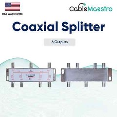 6 Way Power Pass Coaxial Splitter TV 5-2300MHz Satellite RG6 RG59 Cable