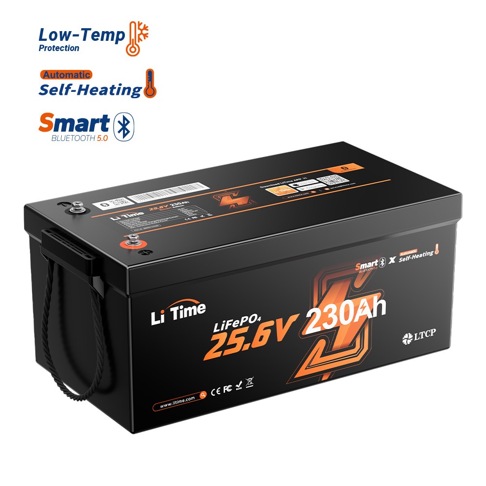 Used LiTime 24V 230Ah Self Heating LiFePO4 Lithium Battery BMS for Home Off-grid