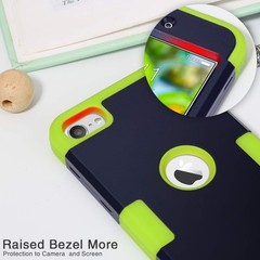 IDweel for iPod Touch Case with 2 Screen Protectors, 3 in 1 Navy Blue + Green