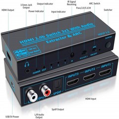 3 In 1 Out 4K HDMI2.0b Switcher Switch 3×1 W/ Audio Extractor HDCP2.2 For PS4 TV