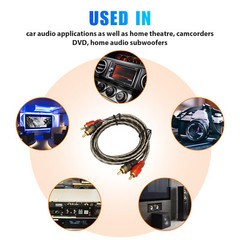 2pcs 4 Ft Rca Cables 2 Channel Shielded Twisted Interconnect Car Audio Amp Cable