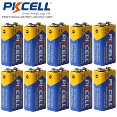 10pcs 9 Volt Batteries 0% Mercury Heavy Duty 9V 6F22 PP3 MN1604 EN22 Zinc-Carbon