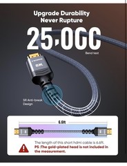 HDMI 2.1 Cable HDMI 8K@60hz 4K@120Hz 144Hz 240Hz Certified 48Gbps eARC ARC 3.3ft