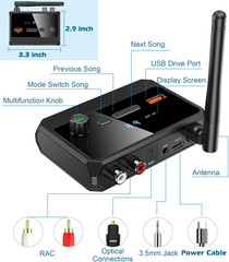 Bluetooth 5.4 Receiver Optical RCA AUX USB Adapter Low Latency Stereo Audio HD M