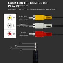3RCA Male to 3.5mm Male Cable 3ft Adapter Audio Video Cord AV DV AUX Converter