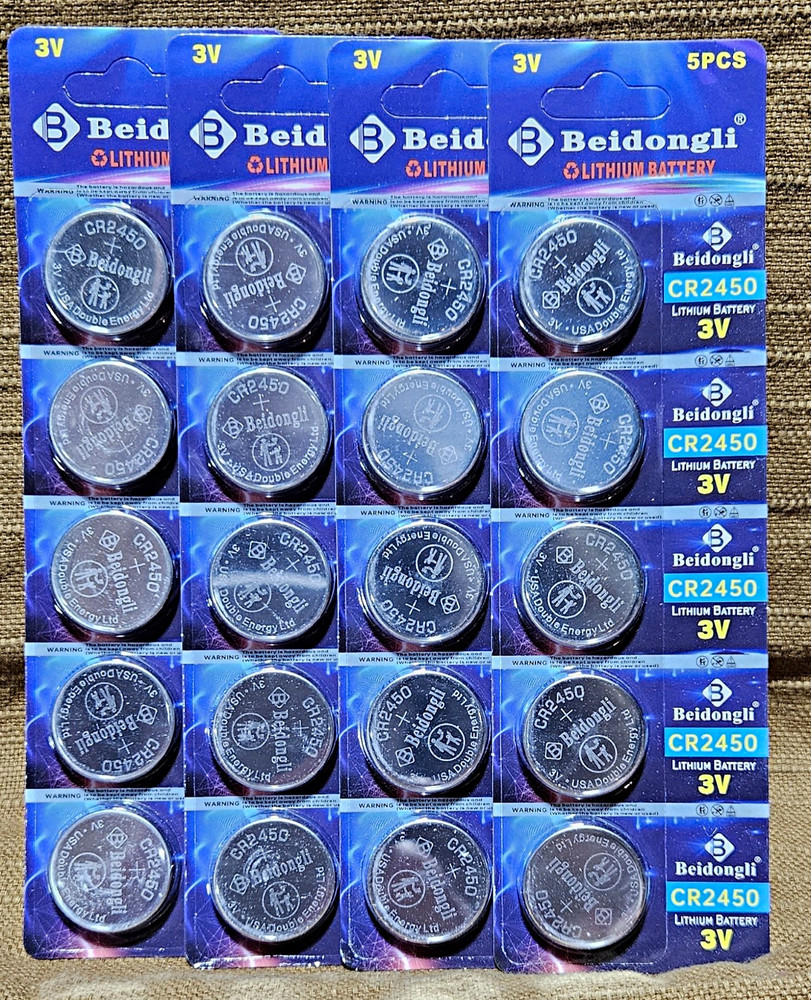 Beidongli CR2450 3V Lithium Coin/Button Cell Battery 5PCS – 4 Packages