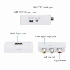 1080P HdmiCompatible to AV RCA Converter Box HDMI2AV Adapter with USB Cable Supp
