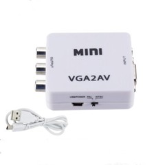 VGA to AV RCA Composite Converter Adapter Box with Audio PC to TV