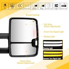 Towing Mirrors Painted Switchback Turn Lights Compatible with 2003-2007 White