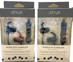 Ativa Wireless Black Silver #2497713 Bluetooth Earbuds Lot of 2 NEW In Box