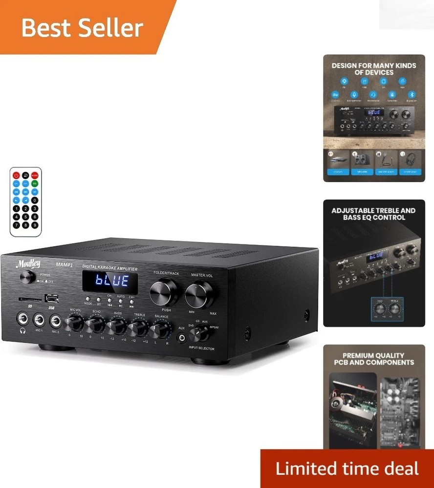 Bluetooth 5.0 Stereo Receiver – 400W Peak Audio Amplifier for Home Theater