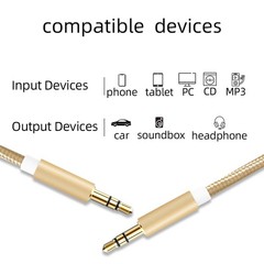 3.5mm Cable Male to Male Stereo Audio Speaker iPad PC Car Auxiliary AUX Cord