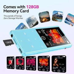 AGPTEK M6 128GB Metal 2.4 inch MP3 Music Player One-Click Recording and Speaker