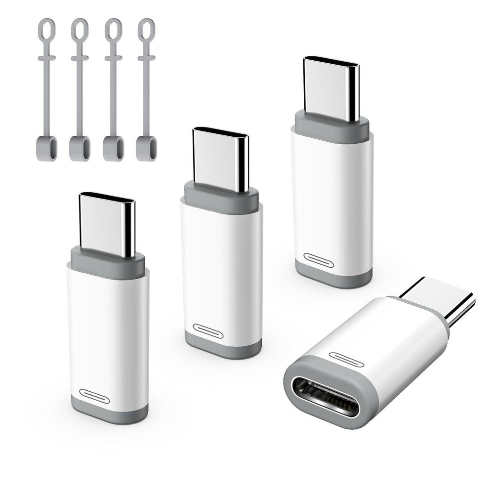 TiMOVO Adapter for Lightning Female to USB C Male 4 Pack, White&Gray