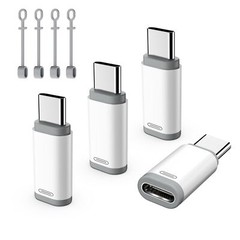 TiMOVO Adapter for Lightning Female to USB C Male 4 Pack, White&Gray