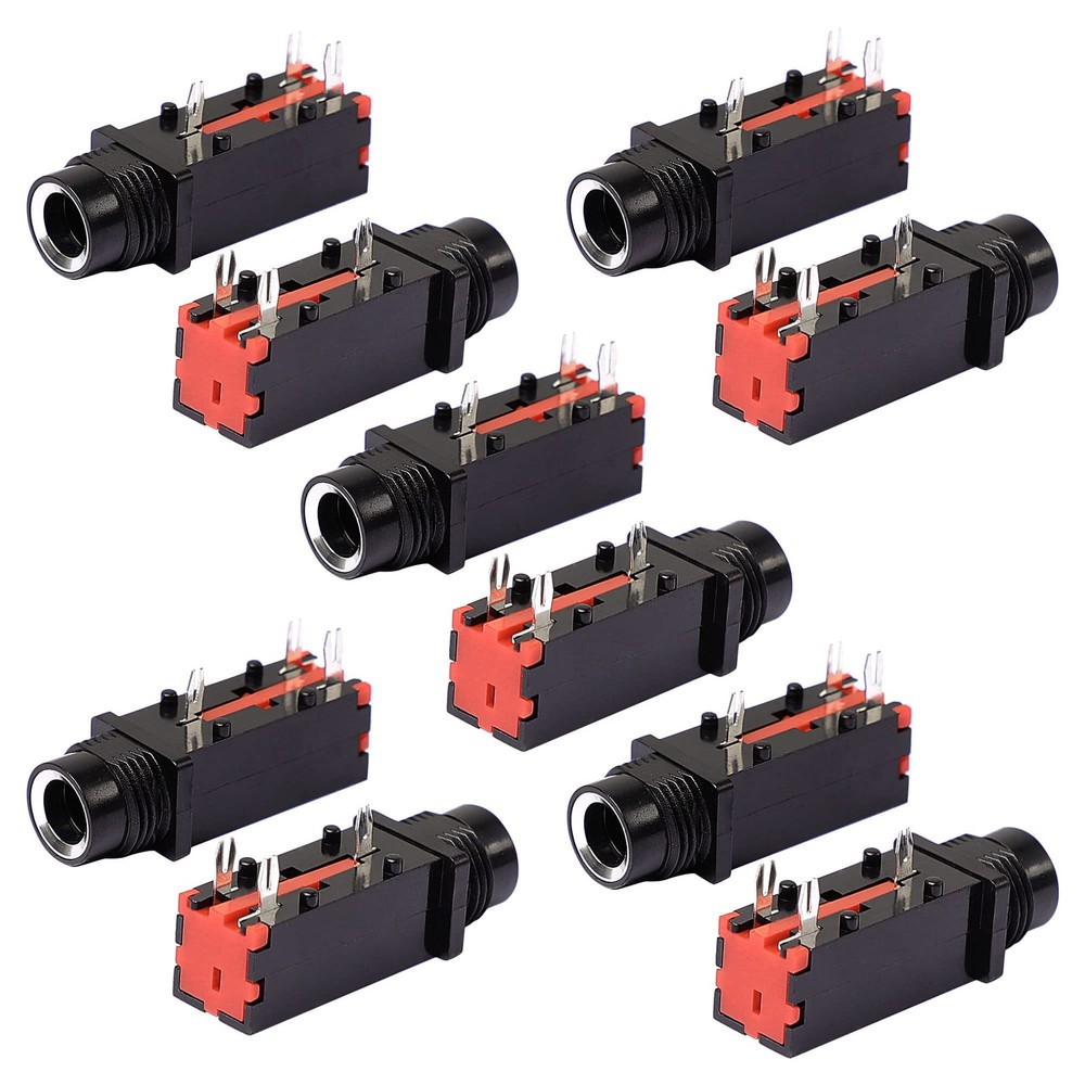 uxcell 10 Pcs 6.35mm 1/4 Inch 3Pin Mono Jack Panel Mount PCB Connectors,…