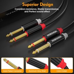 Dual 1/4 inch TS to Dual 1/4 inch TS Stereo Interconnect Insert Cable, PVC Ja…