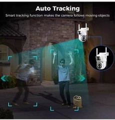 CAMCAMP Wireless Security Camera System with 10.1″ Monitor+4pcs 2K Dual Lens Cam