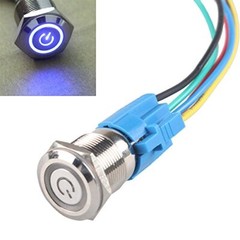 LED POWER ON/OFF Black/Stainless Steel Push Button Switch w/Harness US