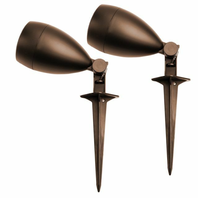 Landscape Speaker Pair 60W IP65 Outdoor Weather Resistant In Ground Stake Bronze
