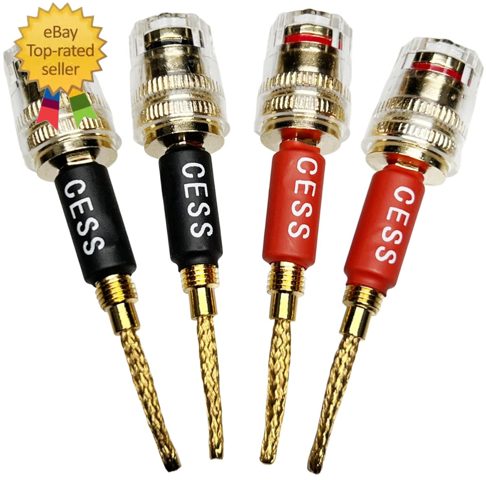 CESS-220 Pin Banana Plug to 4Mm Female Banana Jack/Speaker Wire, 4 Pack (Braided