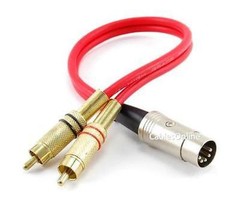 CablesOnline 1ft Din 5-Pin Plug to 2-RCA Plug Ultra Flex Cable