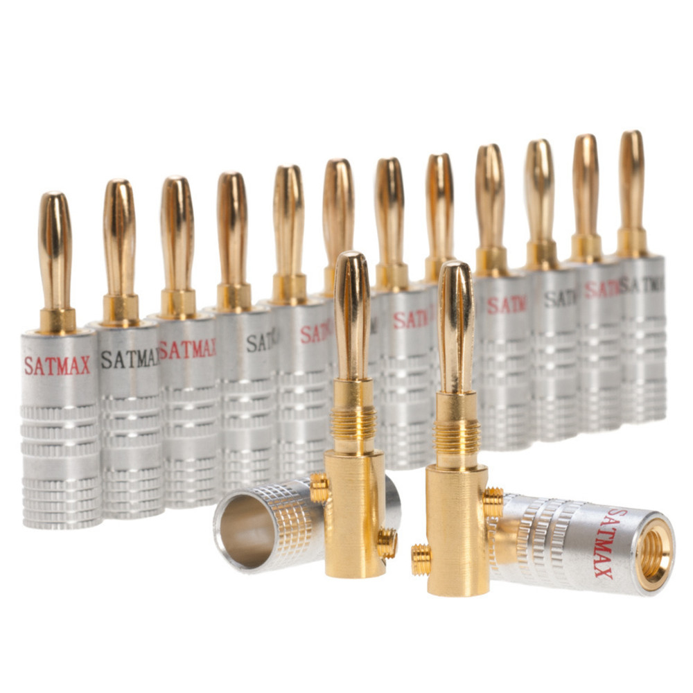 24K Gold Plated Audio Banana Screw Plug Speaker Wire Jack Connector Lot