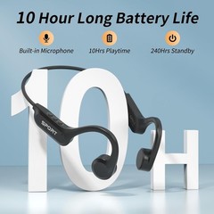 Lightweight Bone Conduction Headphones with Mic – 10 Hours Playtime & Waterproof