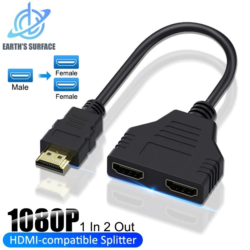 HDMI Port Male to Female 1 Input 2 Output Splitter Cable Adapter Converter 1080P