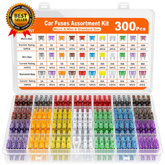 300Pcs Car Fuse Assortment Kit 160 Mini Blade Fuses Automotive + 90 Standard Aut