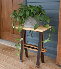 AmishToyBox.com Rustic Plant Stand or End Table with Wormy Maple Top and…