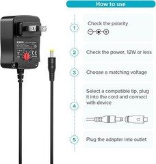 Versatile 12W Plug-in Universal Adapter with 8 Tips – Ideal for Home and Travel