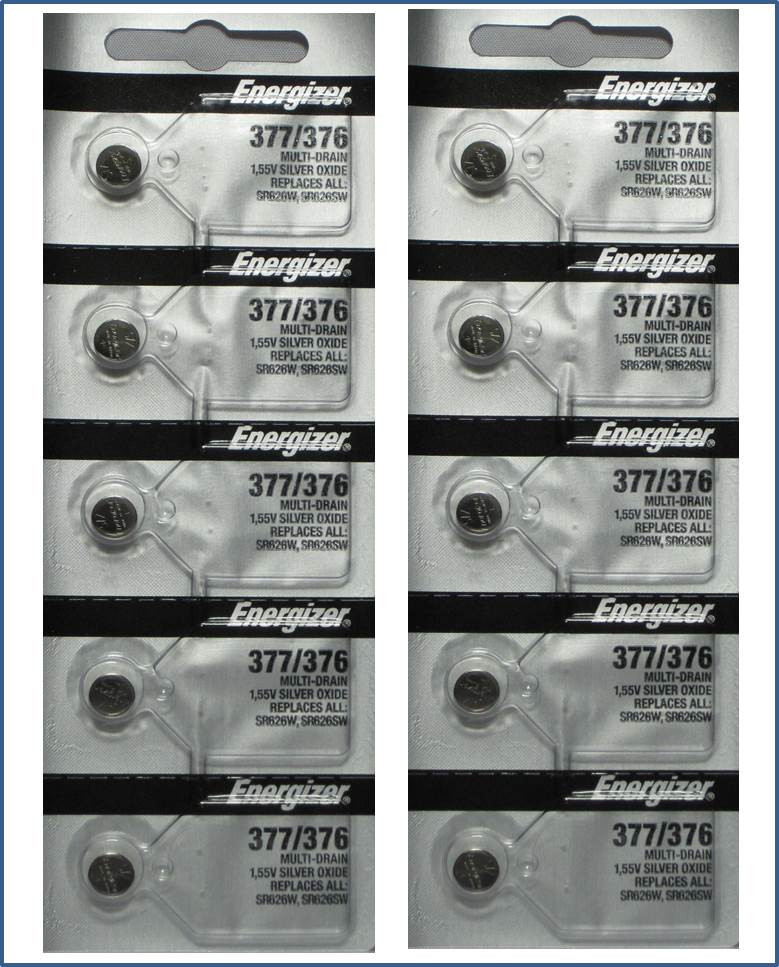 ENERGIZER 377 376 WATCH BATTERY SR626SW SR626W Silver Oxide Battery 10-Pack NEW