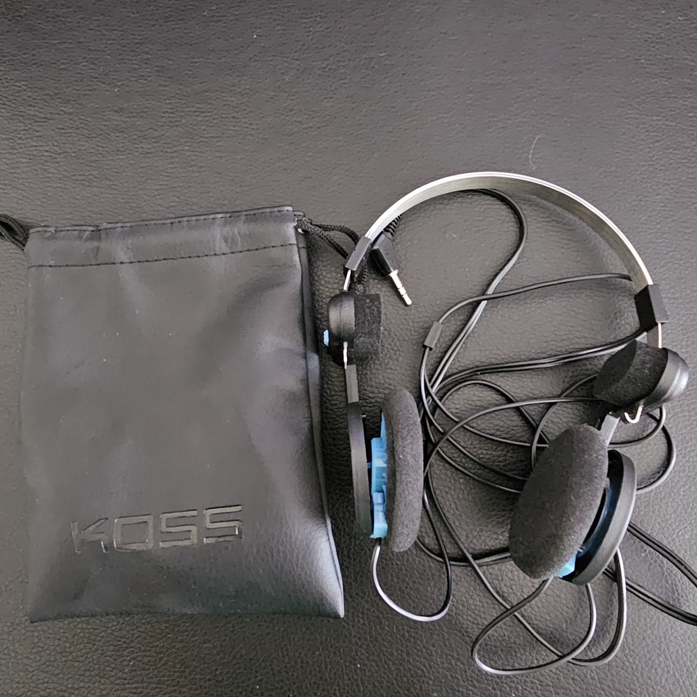 Koss Porta Pro Black/Blue On-Ear Headphones, Foldable Retro Style, 3.5mm