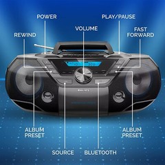 Philips Portable CD Player Boombox, Bluetooth with Cassette Radio. USB. MP3